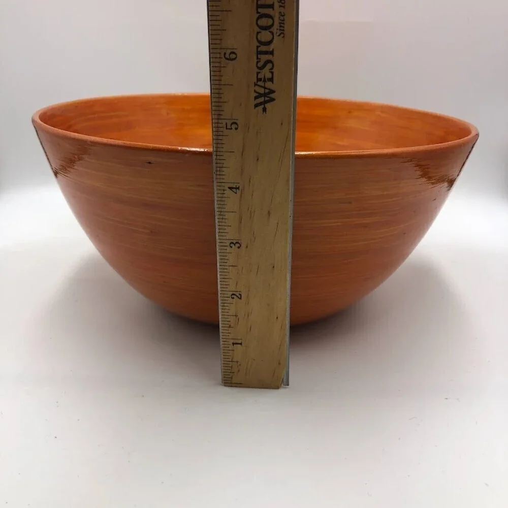Vintage MCM Salad Bowl Set Orange Swirl Dinnerware 5 Pieces Collectible